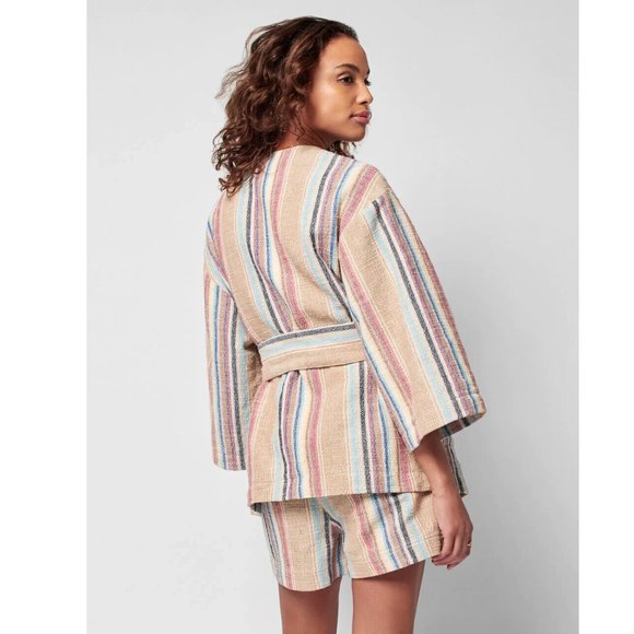 Faherty Mykonos Jacket Surfrider Striped Top Cover-up Cotton Oversized S 263713 - Picture 4 of 7